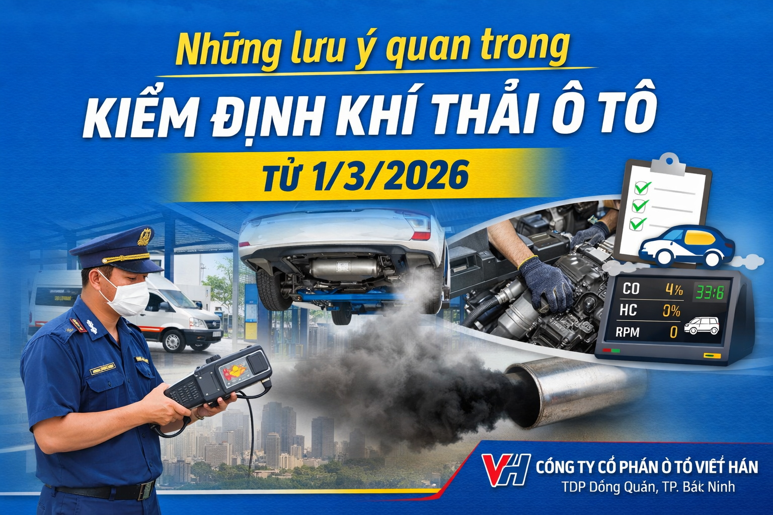 Những điều chủ xe ô tô cần biết trước khi kiểm định khí thải từ 1/3/2026